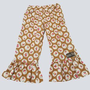 Matilda Jane Girls Secret Fields Brown Floral Cameo Ruffles Pants 6 New